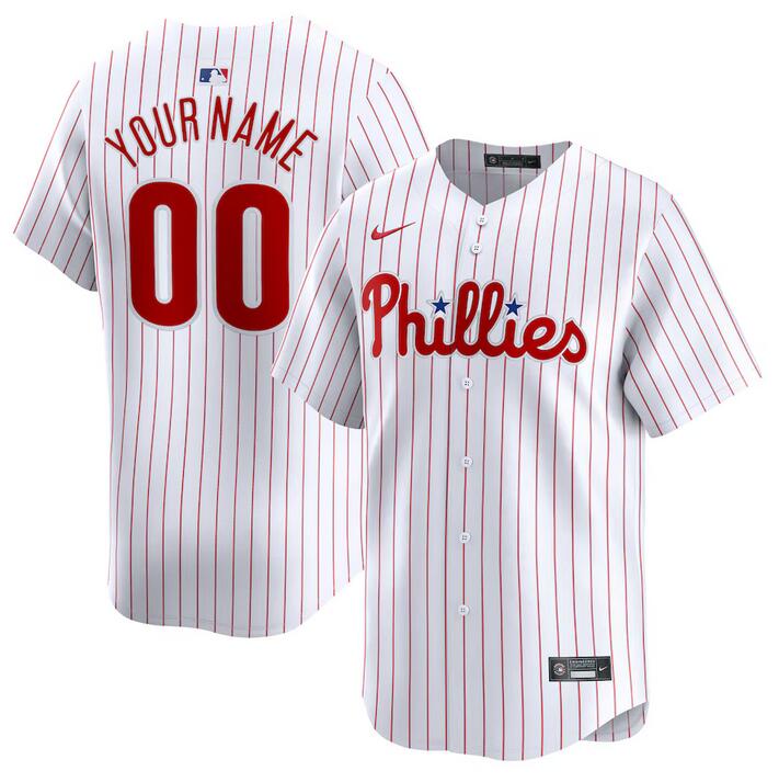 Men's Philadelphia Phillies Active Player Custom White Home Limited Stitched Jersey